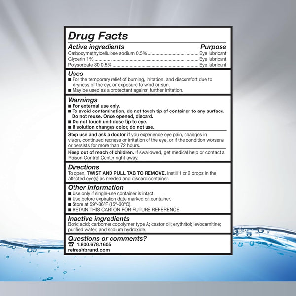 REFRESH OPTIVE Advanced PF Lubricant Eye Drops Preservative-Free Artificial Tears, 0.01 fl oz (0.4 mL), 30 Single-Use Containers