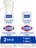 Clorox Disinfecting Mist, Lemon and Orange Blossom, 1 Spray and 1 Refill, 16 oz Each 16 Fl Oz (Pack of 2) Lemon Orange Blossom Starter Kit