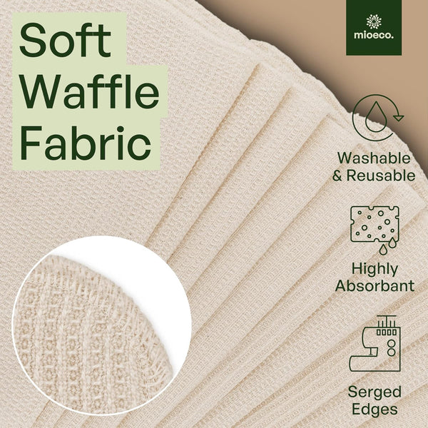 mioeco 20 Pack Reusable Kitchen Paper Towels, Organic Dish Cloths | Highly absorbent, Machine washable, Soft Organic Cotton, Paperless