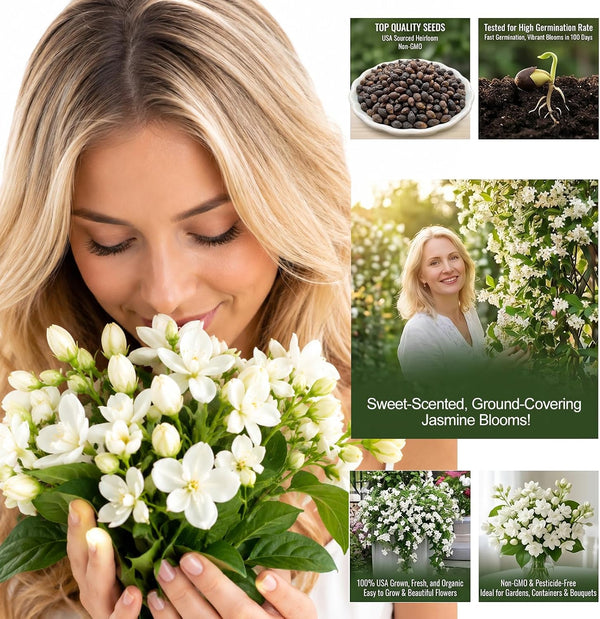 100+ Climbing Jasmine Flower Seeds Fragrant Plant for Planting Garden Home Four Seasons Evergreen Silver Jasmine Garden Balcony Climbing Flower