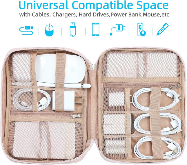 NISHEL Travel Cord Organizer Case, Tech Electronic Bag, Essentials for Charger, Cable, Phone, Hard Drive, USB, SD Card, 