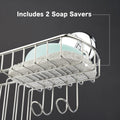 HASKO Suction Cup Shower Caddy Basket for Shampoo, Shower Suction Shelf Organizer, Basket with Soap Holder and Hooks, Stainless Steel Shampoo