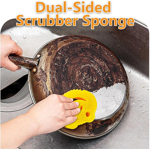 Smilepowo 5 Pack Scrub Sponge, Dual-Sided Temperature Controlled Kitchen Sponge for Dishes, Frog Bulk Sponges Household Cleaning