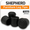Shepherd Hardware 8761E Leg Tips 7/8-Inch inside Diameter Rubber Chair Leg Caps, 24 Pack, Black