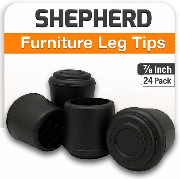 Shepherd Hardware 8761E Leg Tips 7/8-Inch inside Diameter Rubber Chair Leg Caps, 24 Pack, Black