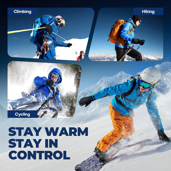 krosa Winter Gloves For Men Women Made with 3M Thinsulate, Waterproof Ski Gloves for Cold Weather with 10 Touchscreen Fingers Black Large