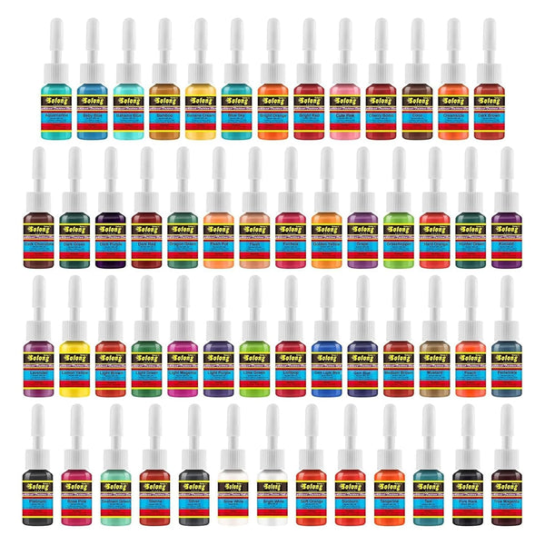 Solong Tattoo Ink Set 54 Complete Colors Pigment Kit 1/6oz (5ml) Tattoo Supply for Tattoo Kit TI1001-5-54