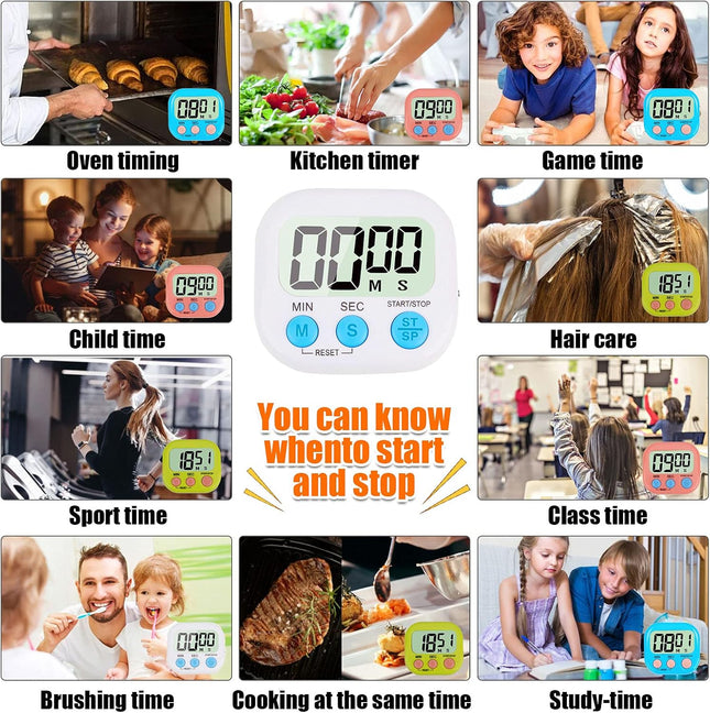 4-Piece Multi-Function Electronic Timer, Learning Management, Suitable for Kitchen, Study, Work, Exercise Training, Outd