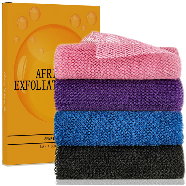 African Exfoliating Net, 4 Pieces African Net Sponge, Nylon African Bath Sponge Net, African Net Long Net Bath Sponge Sh