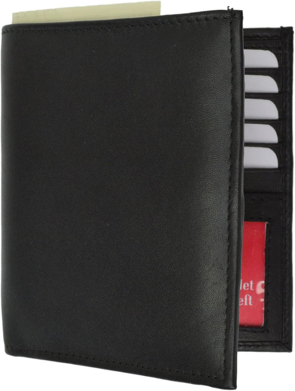 RFID Men'S Genuine Leather European Bifold Wallet Slim Hipster 2 Windows Bk