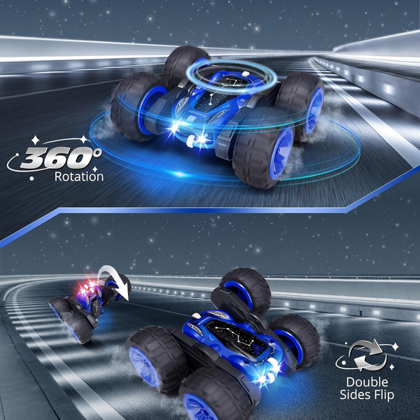 Tecnock Remote Control Car, 2.4Ghz RC Cars with USB-C Easy Charging, 4WD Double Sided 360ÃÂ° Rotates and Flips RC Stunt Car, Toys Gift for Boys and