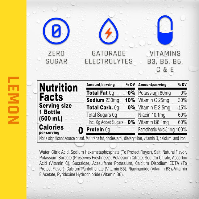 Propel, Lemon, Zero Calorie Sports Drinking Water with Electrolytes and Vitamins