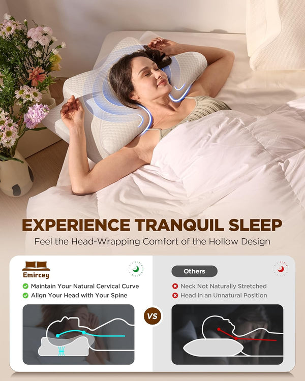 Dream without Pain Cervical Neck Pillow for Sleeping, Ergonomic Side Sleeper Pillows for Adults, Cooling Orthopedic Pillow for Neck Relief