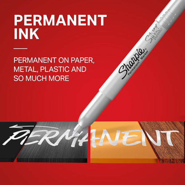 Sharpie Metallic Permanent Markers, Fine Point, Silver, 4 Count - For Black Paper or Dark Surfaces, Arts & Crafts, Posters 1 Count (Pack of 4)