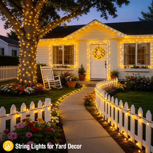 JMEXSUSS 500 LED Christmas Lights Outdoor, Classroom String Lights Plug in | 173ft, 8 Modes, Remote Control, Waterproof Warm White Christmas Tree