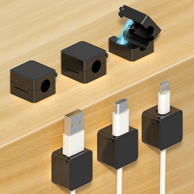 6 Pack Magnetic Cable Clips Cord Holder Charger Organizer Office Accessories under Desk Wire Management Phone Charging C