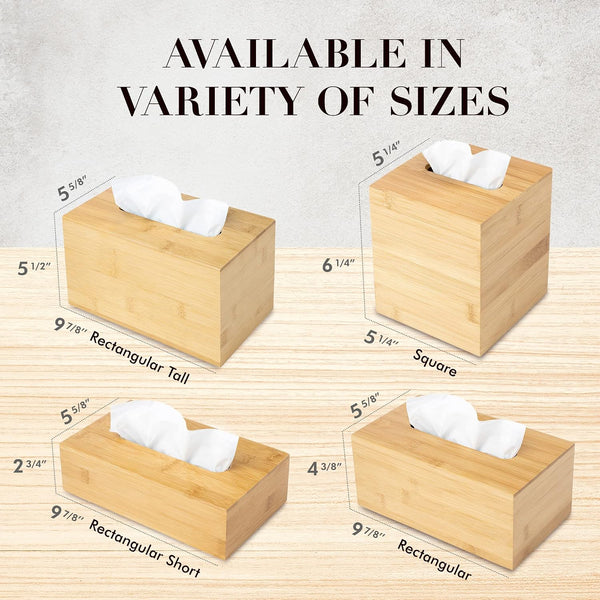 JUSK Design Tissue Box Holder - Modern, Minimalist, and Durable Wooden Tissue Box with Sliding Bottom, Easy-Refill- Premium-Quality Bamboo Tissue