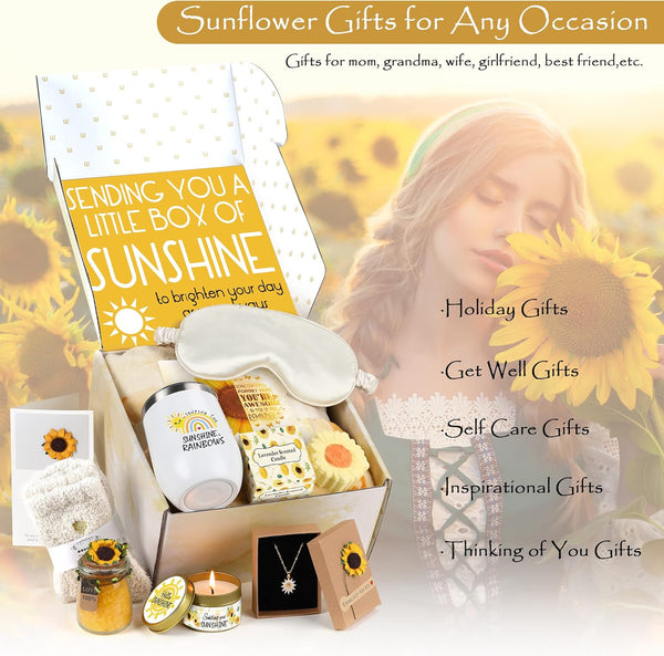Sunflower Gifts for Women Sending Sunshine Gift-Mothers Day Gifts for Mom-Get Well Gift-Self Care Package-Birthday Unique-Inspirational Thank