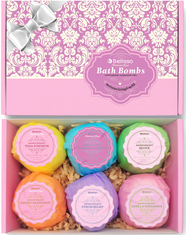 Bath Bombs Gift Set - 6 Bubble Bath Fizzies (6 X 2Oz) with Natural Dead Sea Salt