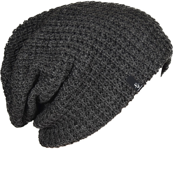 FORBUSITE Mens Slouchy Long Beanie Knit Cap for Summer Winter, Oversize Large B08-dark Grey
