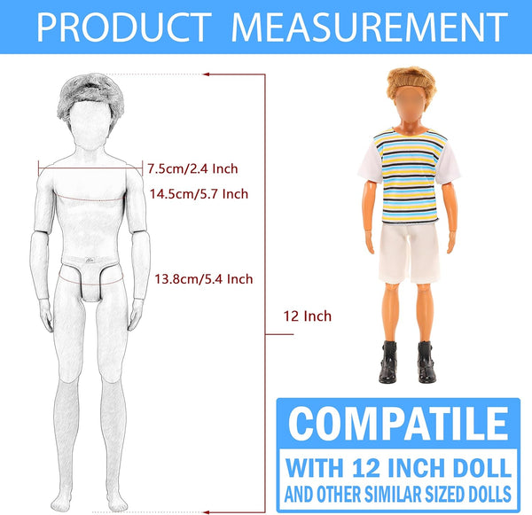 Lot 16 PCS Doll Clothes & Accessories Classic Black Suit for Boy Doll | Include Random 4 PCS Casual Wear + 5 PCS Dolls Pants + 3 Pairs of Shoes