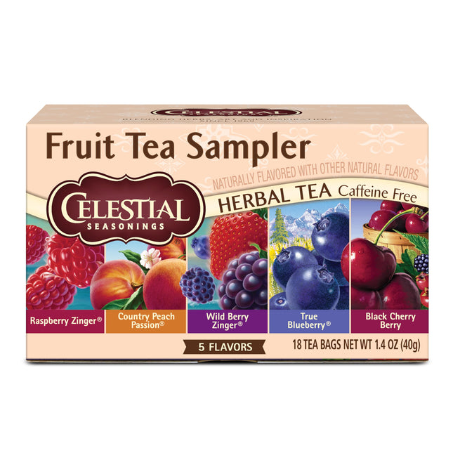 Celestial Seasonings Fruit Tea Sampler Herbal Tea Variety Pack, Caffeine Free, 1