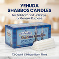 Yehuda 3 Hour White Shabbos Candles (72 Count)