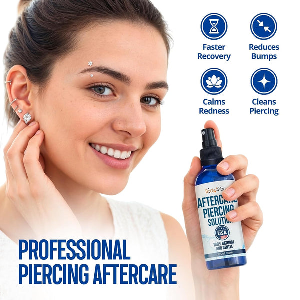 BodyJ4You Piercing Aftercare Spray - Saline Solution for Piercings Wound Wash Sterile Saline - Keloid Bump Removal Ear Nose Septum Belly Button
