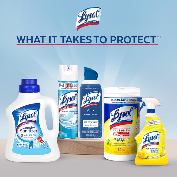 Lysol Disinfectant Wipes, Multi-Surface Antibacterial Cleaning Wipes, for Disinfecting and Cleaning, Lemon and Lime Blossom, Pack of 4 (Packaging