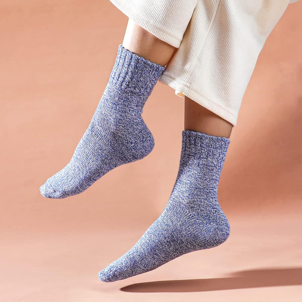 Pleneal Wool Socks for Women, Womens Warm Winter Hiking Crew Boot Socks 7 Pairs Solid Color, 5-9