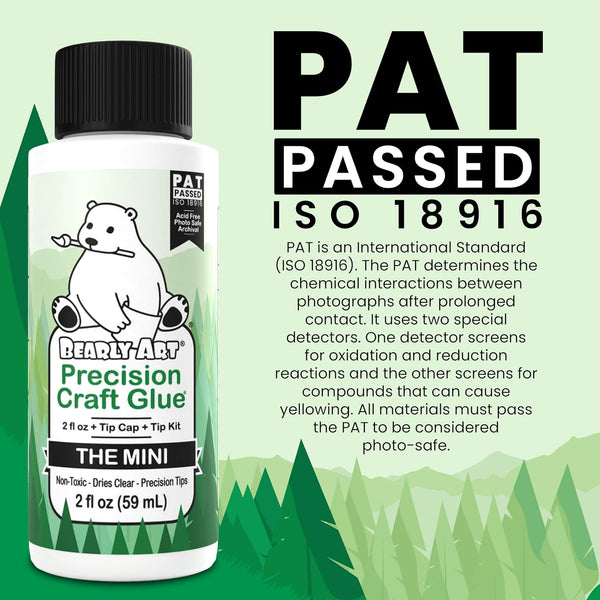 Bearly Art Precision Craft Glue - The Mini - 2fl oz with Tip Kit - Acid Free Archival - Strong Hold Adhesive - Ideal for Fine Paper Crafting