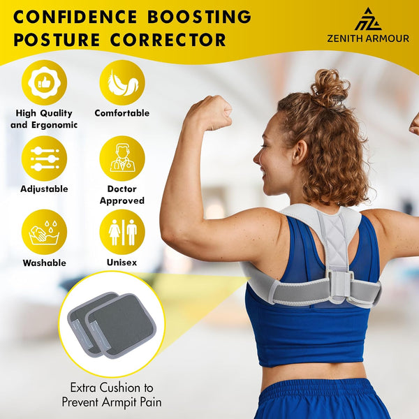 Back Posture Corrector for Men and Women - Adjustable Straightener for Mid, Upper Spine Support - Neck, Shoulder, Clavicle and Back Posture Brace