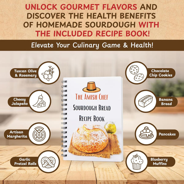 Complete Sourdough Bread Starter Kit, Glass Sourdough Starter Jar Kit & Tons of Sourdough Bread Baking Supplies - Sourdough Starter Kit Includes