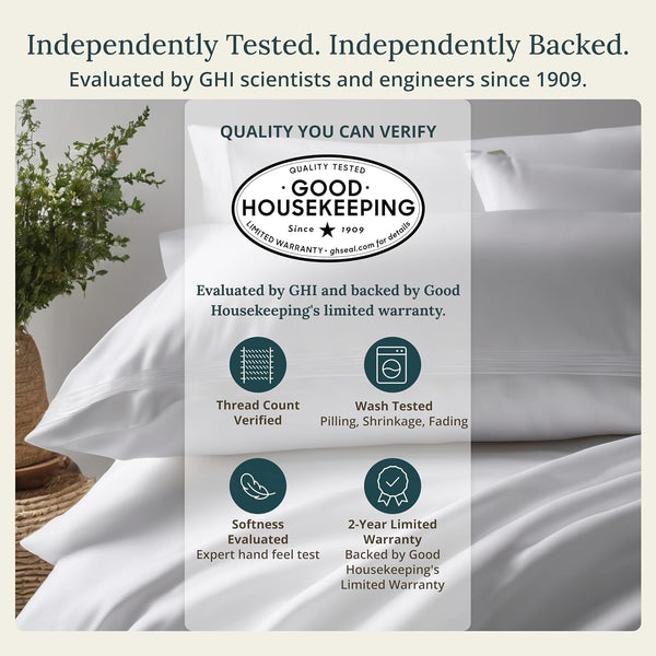 Natural 100% Cotton Queen Sheets Set, Soft, Durable Sateen, Light Grey | Good Housekeeping Seal, Lightweight, Breathable, For Hot Sleepers, 4pc