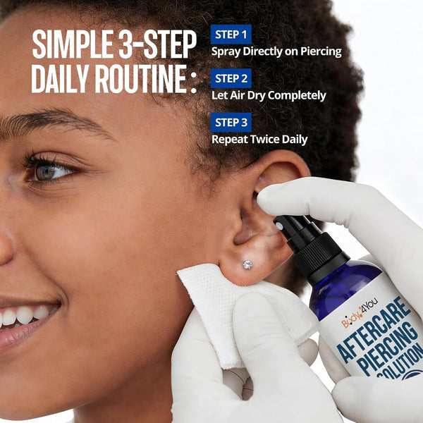 BodyJ4You Piercing Aftercare Spray - Saline Solution for Piercings Wound Wash Sterile Saline - Keloid Bump Removal Ear Nose Septum Belly Button
