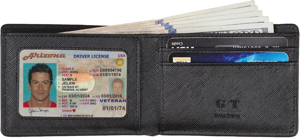 Gostwo Mens Wallet RFID Blocking Slim Minimalist Bifold Wallet with ID Window & Business Card Holder, Thin Front Pocket Design, Stylish Wallet for