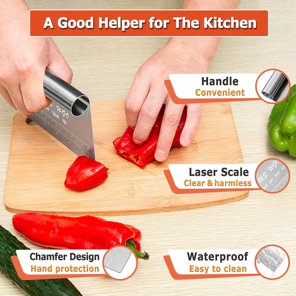 Pro Dough Pastry Scraper/Cutter/Chopper Stainless Steel Mirror Polished with Measuring Scale Multipurpose- Cake, Pizza Cutter - Pastry Bread