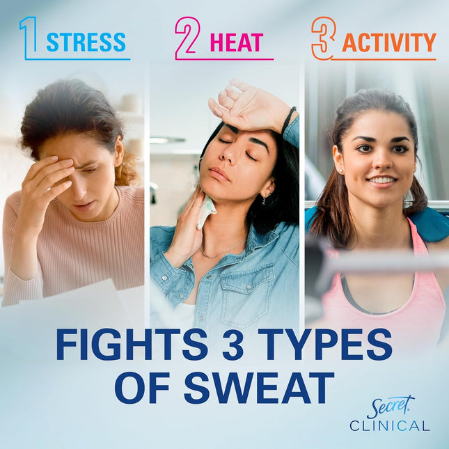 Secret Clinical Strength Antiperspirant Deodorant for Women, Waterproof, 3X Stre