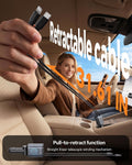 Retractable Car Charger for iPhone 18 Pro,75W Car Charger USB C Fast Charge Gray-Cord for Apple+Type C