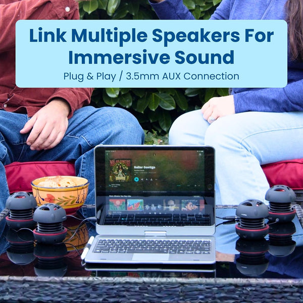 AYL Mini Speaker System, Portable Plug-in Speaker with 3.5mm Aux Input & 3.5 mm Jack, External Audio for Laptop, MP3, iPhone – Small Wireless