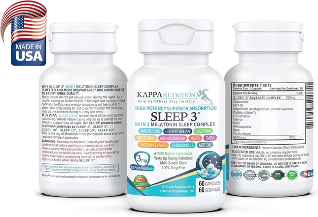 KAPPA NUTRITION Sleep 5, Sleep Aid, 5Mg of Melatonin, 60-Day Supply, Non-Habit F