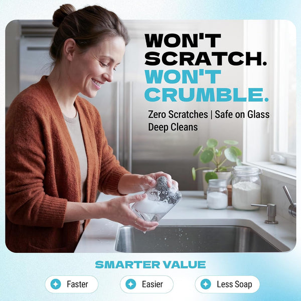 Kitchen Sponges for Dishes, Scouring Pads Non Scratch Scrubbers 6 Count (Pack of 1)