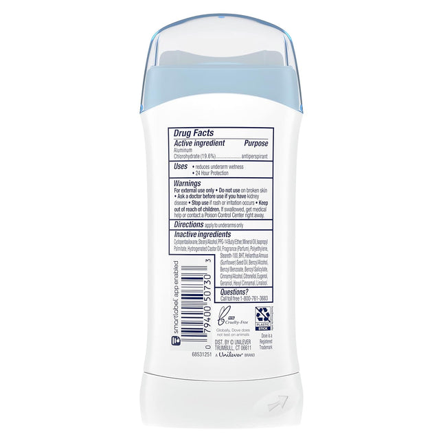 Dove Invisible Solid Antiperspirant Deodorant Stick for Women, Original Clean, f