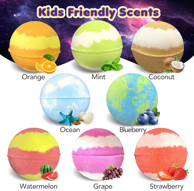 Bath Bombs for Kids with Toys Inside, 8 Light up Bath Bomb of Solar System Set, 