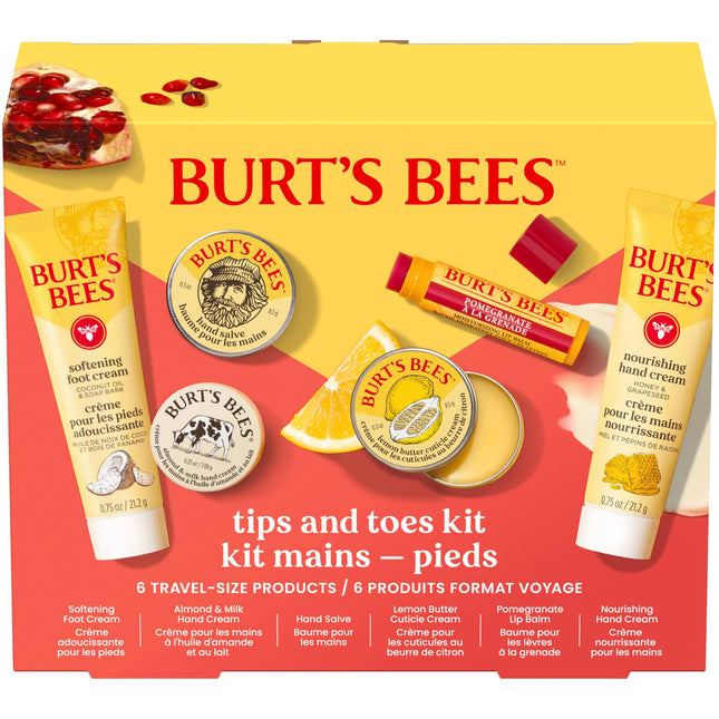 Burt'S Bees Gifts Ideas, Tips and Toes Kit, 6 Travel Size Products - Pomegranate