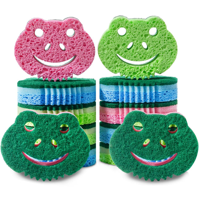 Smilepowo 12 Pack Scrub Sponge,Bulk Sponges,Dual-Sided Multi-Functional Premium 