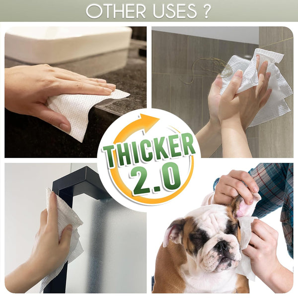 THICKER Dry Wipes 50 Count Disposable Face Towels 10X12" | Ultra Soft for Sensitive Skin & Babies, Travel, Makeup Removal