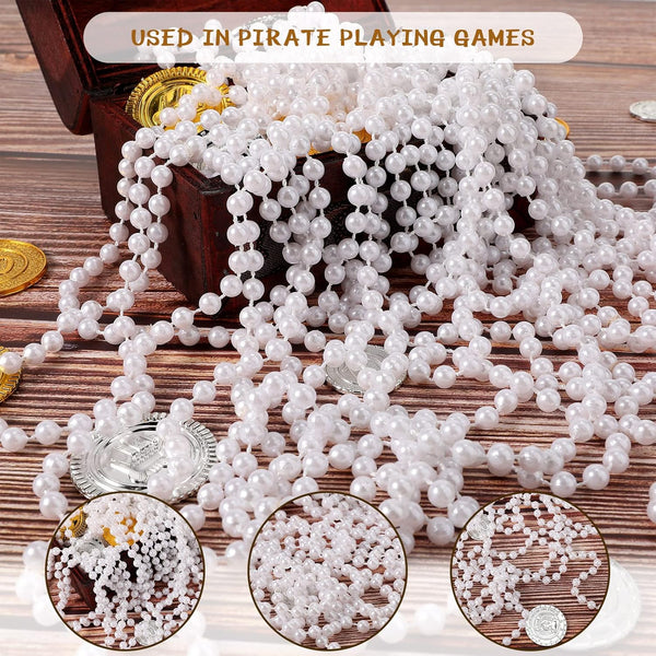 Sureio 36 Pack Long Pearl Necklace Fake Pearl Necklace Bulk Costume Jewelry for Women 1920S White Faux Beaded Strand Layered Accessories for