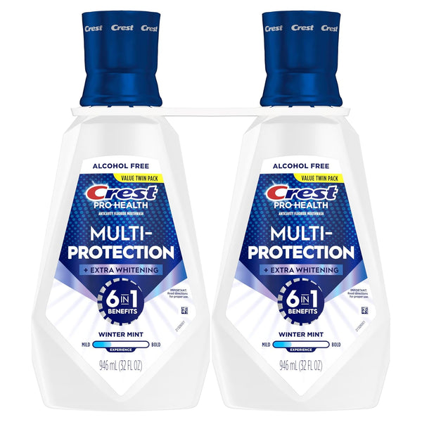 Crest Pro-Health Advanced Mouthwash, Alcohol Free, Extra Whitening, Energizing Mint Flavor, 2X946Ml (32 Fl Oz)