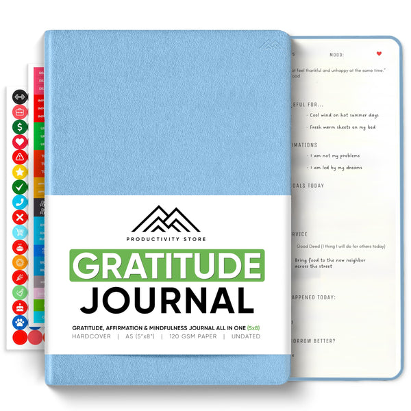 PRODUCTIVITY STORE Gratitude & Self-Care Journal - Guided Mindfulness & Mental Health Journal All-In-One with Prompts for Self Discovery - Daily